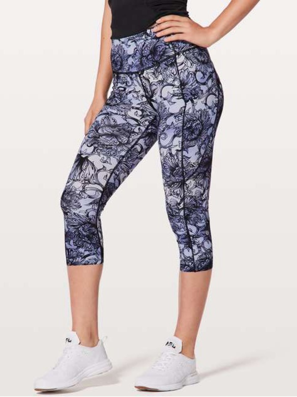 lululemon athletica Lavender & Black Floral Capri Leggings